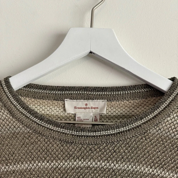 Ermenegildo Zegna striped crewneck cotton blend sweater size S/48 - Picture 2 of 5